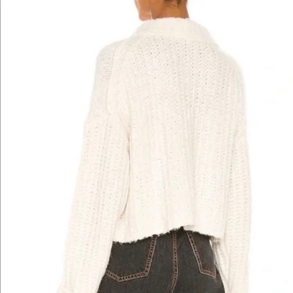 FREE PEOPLE NWT WHITE BROWN GRAY OVERSIZED LONG SLEEVE TURTLENECK SWEATER L - Picture 4 of 11